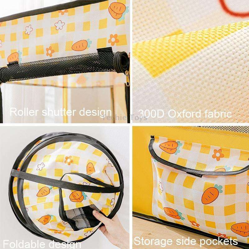 Rectangular Foldable Pet Fence Dog and Cat Litter Pet Delivery Room M(Yellow Carrot)