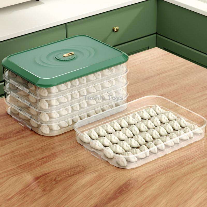 Household Refrigerator Freezer Large Capacity Dumpling Box, Capacity: Two Layers (White)