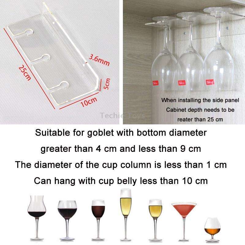Household Red Wine Goblet Acrylic Upside Down Cup Holder(Three Cups)