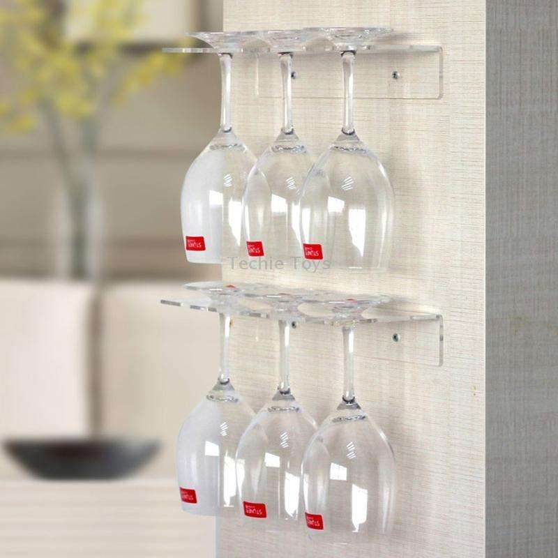 Household Red Wine Goblet Acrylic Upside Down Cup Holder(Three Cups)