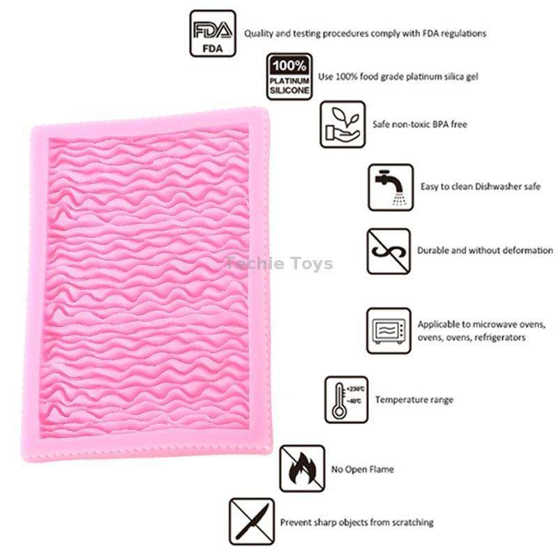 CC562 Food Grade Fondant Silicone Mold Pleated Skirt Cake Decorating Tool