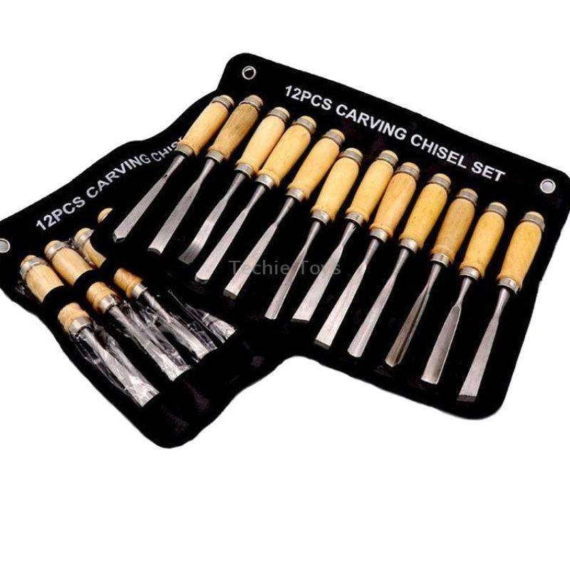 12 PCS / Set Knife Carving Knife Woodworking Chisel Root Carving Wood Carving Tools