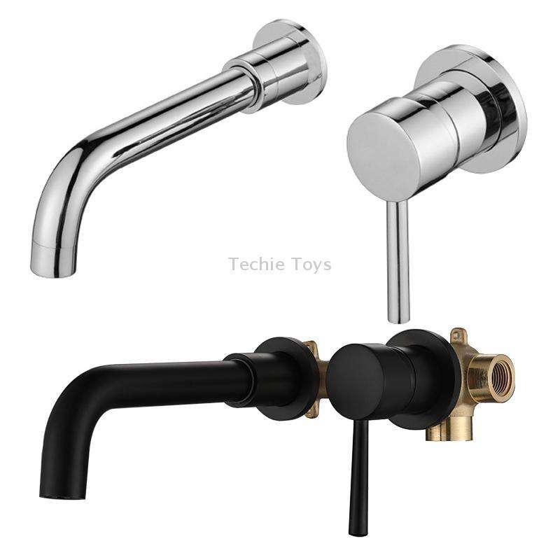 In-wall Hidden Concealed Faucet Hot and Cold Copper Mixing Valve, Specification: Silver Conjoined