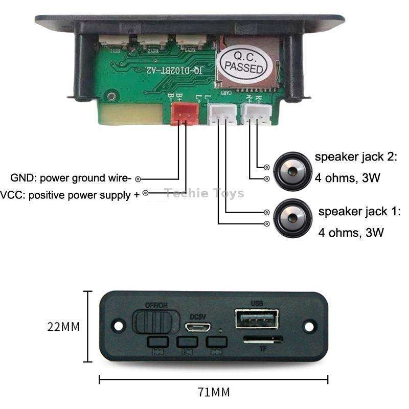 JQ-D102BT With Amplifier Recording Calls MP3 Bluetooth Decoder Board Module(Black)