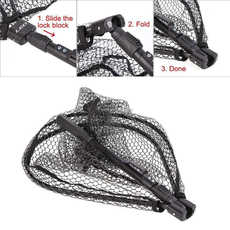 LEO 27984 Aluminum Alloy Quick Folding Fishing Net(Black)