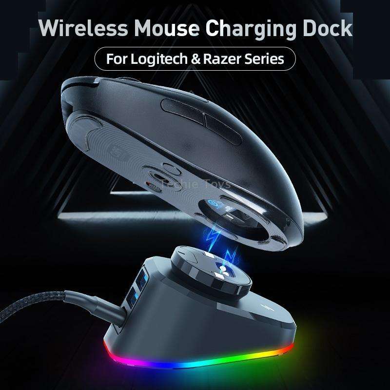 For Logitech G502 / GPW1 / 2 Wireless Mouse Charging Dock Stand Black Stream