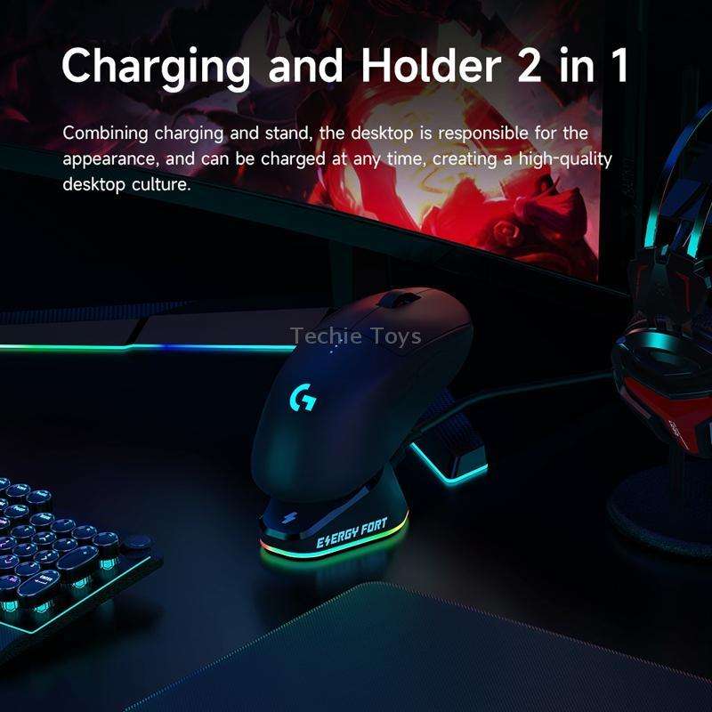 For Logitech G502 / GPW1 / 2 Wireless Mouse Charging Dock Stand Black Stream