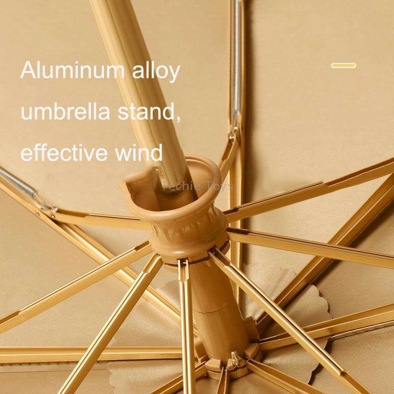 Small Fresh Automatic Umbrella Gold Glue Fabric Tri-fold Parasol(Persimmon)