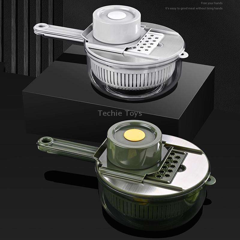 6 In 1 Hand-guard Vegetable Cutter with Water Filter and Storage Function(Green)