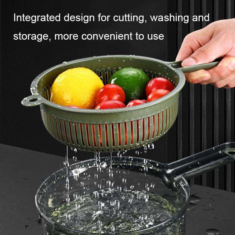6 In 1 Hand-guard Vegetable Cutter with Water Filter and Storage Function(Green)