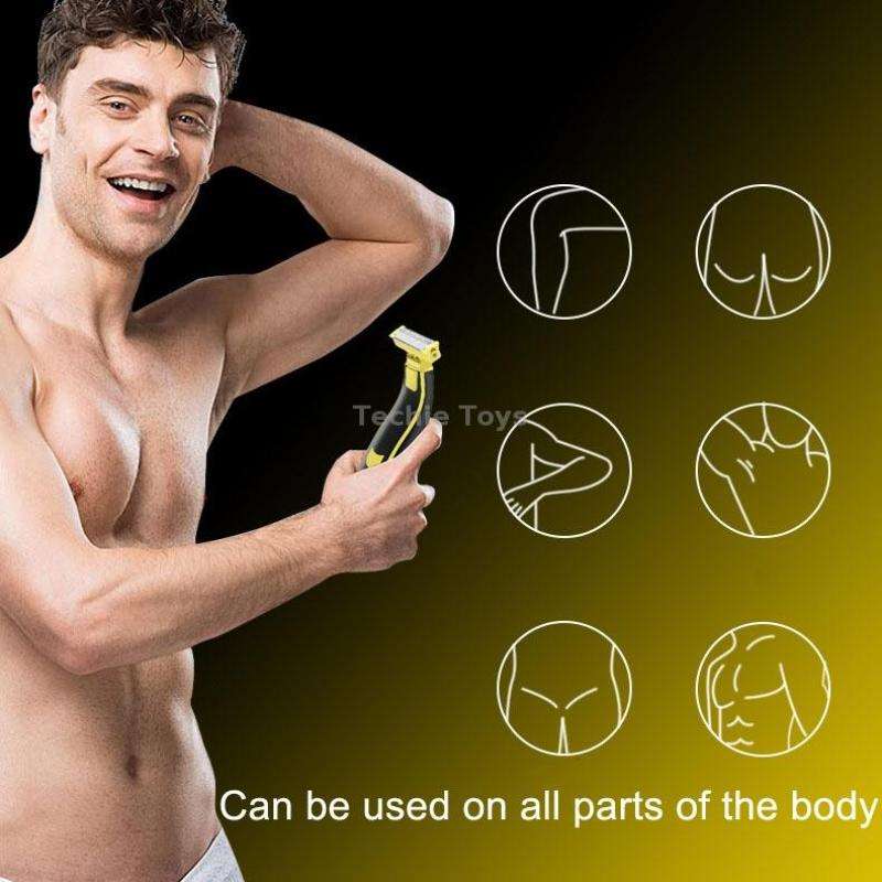 Electric Razor Portable USB Rechargeable Men Shaver(Yellow Black)