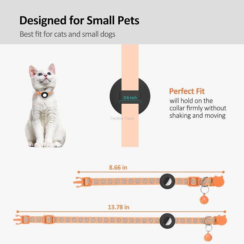 Pet Cat Reflective Collar with Bell for Airtag Tracker(Purple)