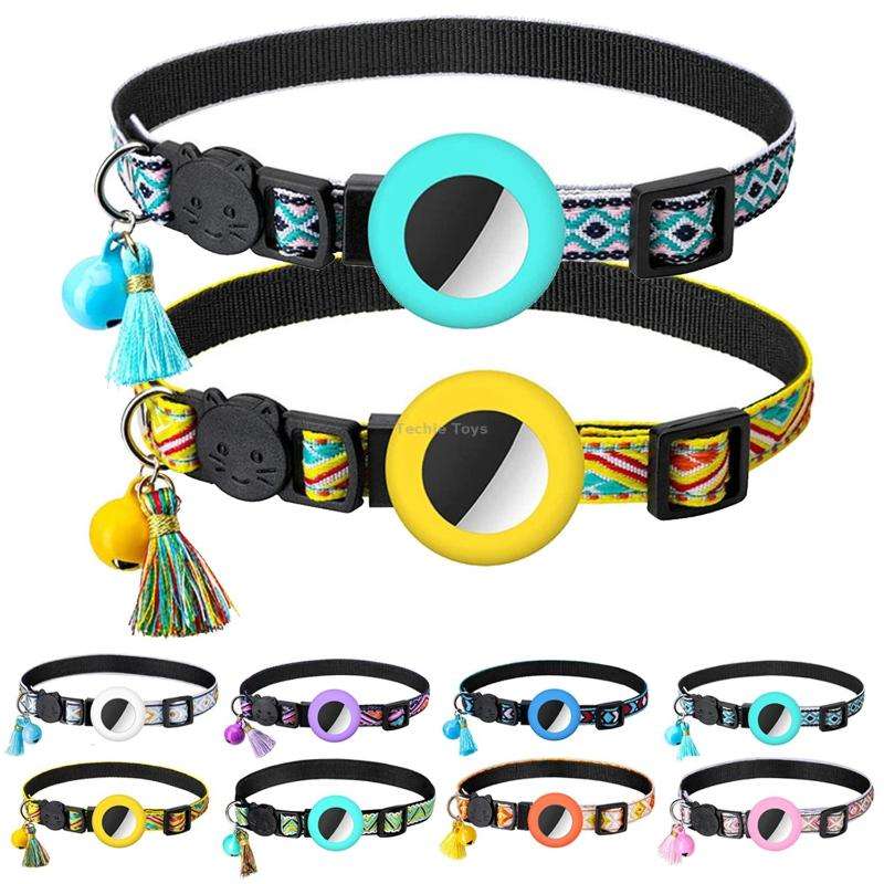 Pet Colored Bell Tassel Collar for Airtag Tracker(Red)
