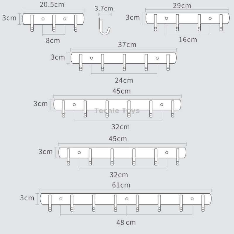 304 Stainless Steel No Punching Door Rear Coat Hook, Specification: 4 Hooks