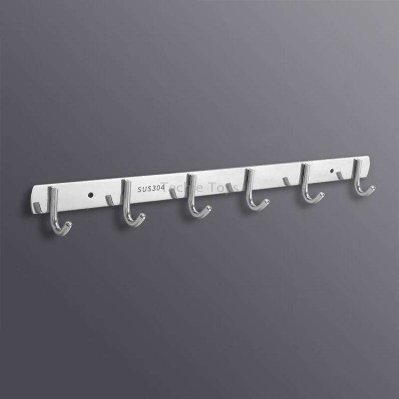 304 Stainless Steel No Punching Door Rear Coat Hook, Specification: 6 Hooks