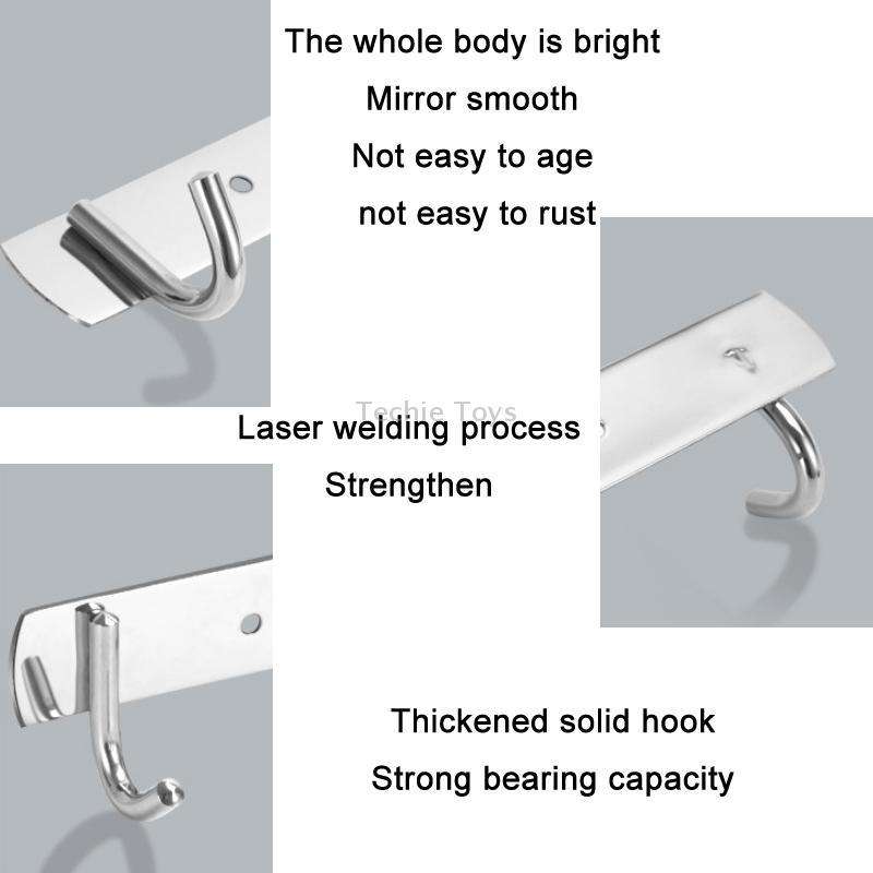 304 Stainless Steel No Punching Door Rear Coat Hook, Specification: 6 Hooks