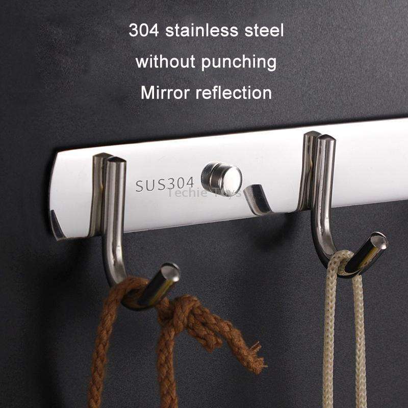 304 Stainless Steel No Punching Door Rear Coat Hook, Specification: 6 Hooks