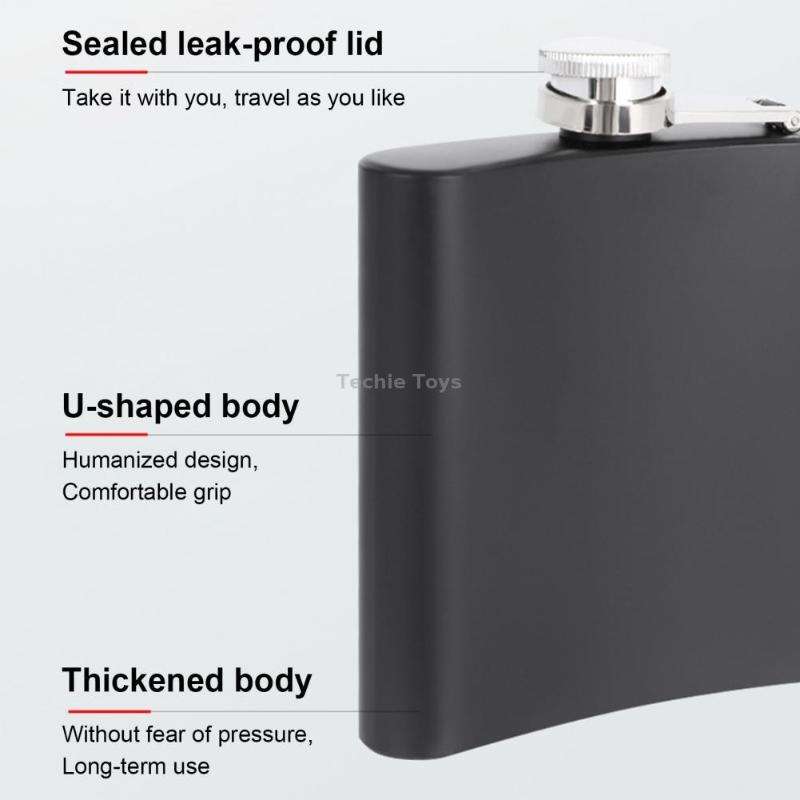 6oz 304 Stainless Steel Matte Black Paint Flagon Whiskey Vodka Wine Pot Hip Flask