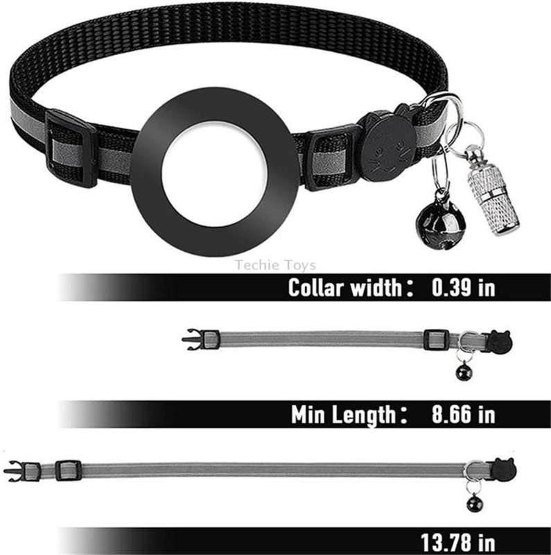 Pet Anti Lost Address Pendant Collar with Bell for Airtag(Pink)