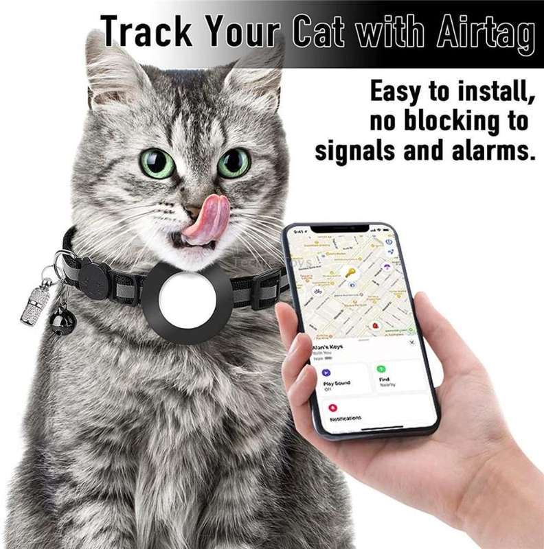 Pet Anti Lost Address Pendant Collar with Bell for Airtag(Pink)