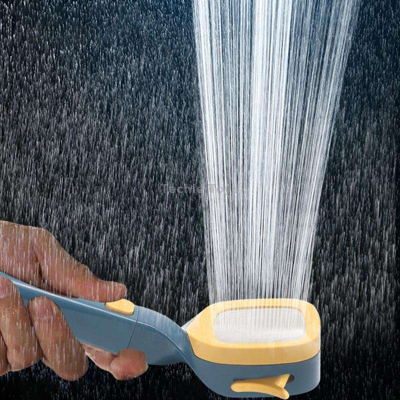 Pressurized Shower Head Four-speed Handheld Shower Set,Style: Pink Blue