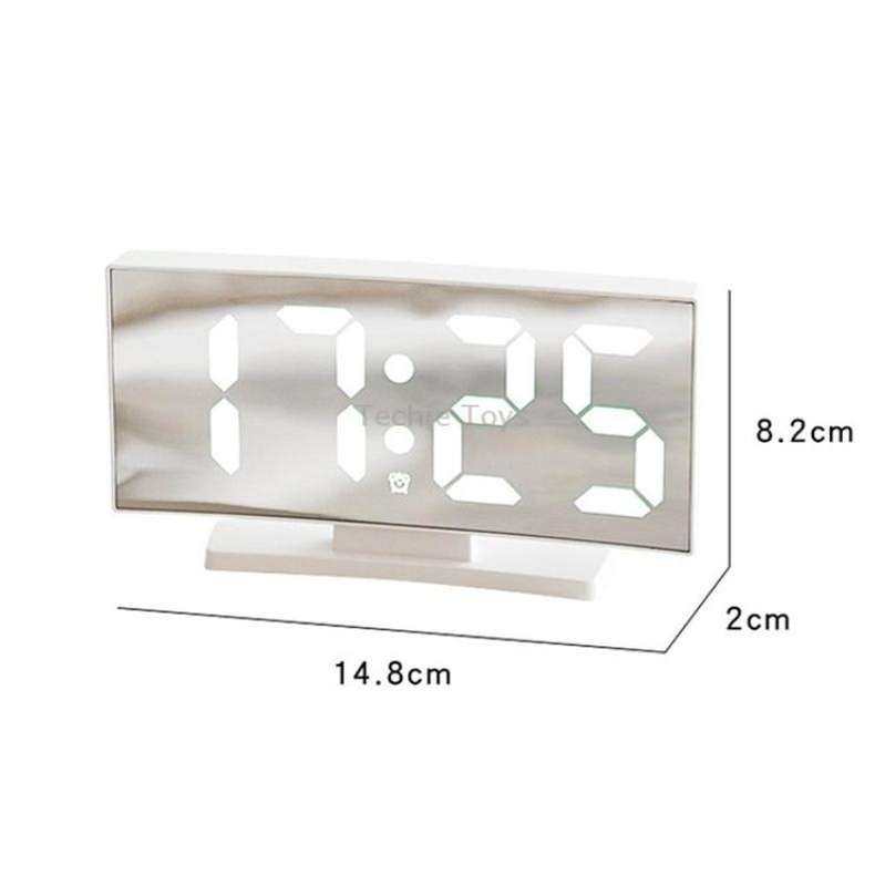 669 Multifunctional LED Curved Screen Desktop Electronic Clock(White Shell White Light)