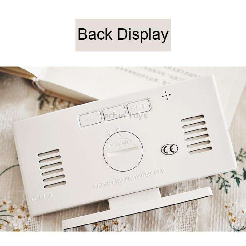 669 Multifunctional LED Curved Screen Desktop Electronic Clock(White Shell White Light)