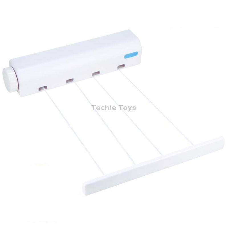 Spring Automatic Retractable Clothesline Drying Rack Towel Rack,Style: Four Wired