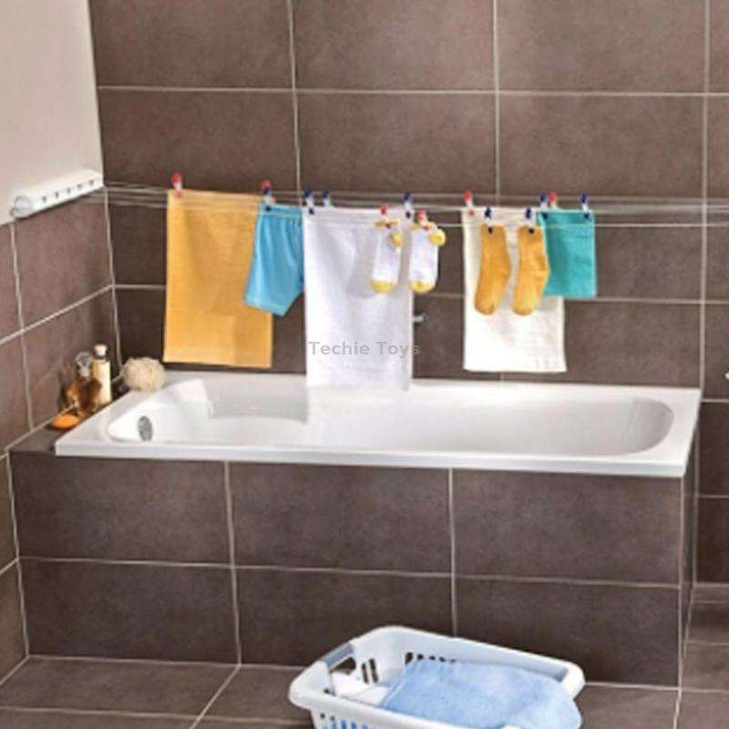 Spring Automatic Retractable Clothesline Drying Rack Towel Rack,Style: Four Wired
