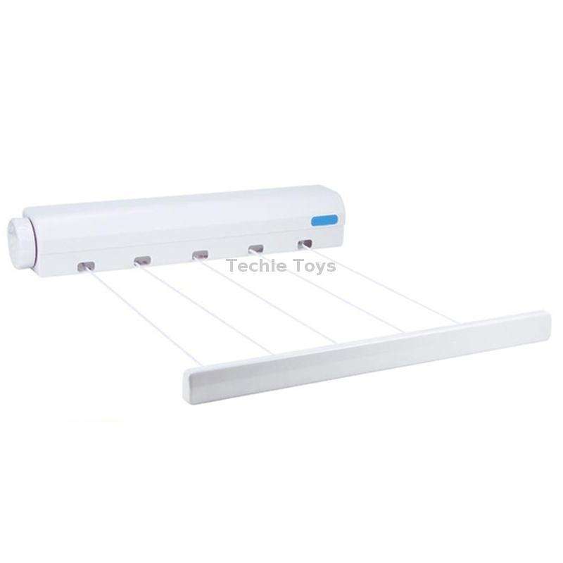 Spring Automatic Retractable Clothesline Drying Rack Towel Rack,Style: Five Wired