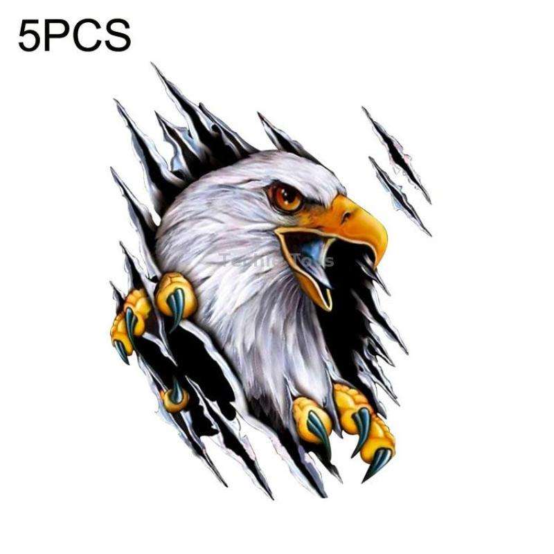 5PCS Tear Eagle 3D Car Sticker Scratch Covering Body Pull Flower Sticker, Style: Right (18x 24cm)