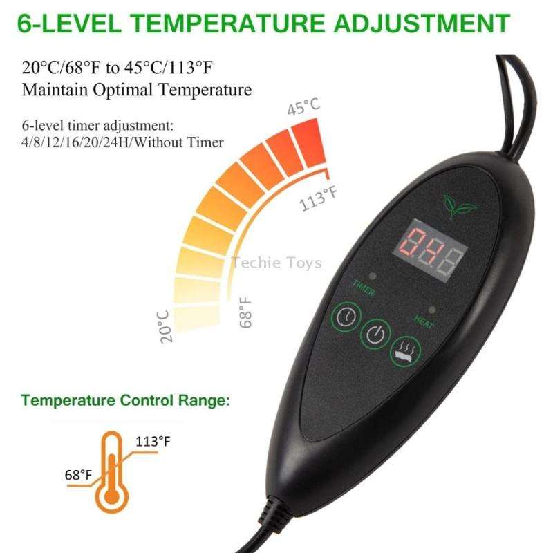 20 x 10 inch Digital Display Seedling Heating Pad With Timed Temperature Adjustment(UK Plug 240V)