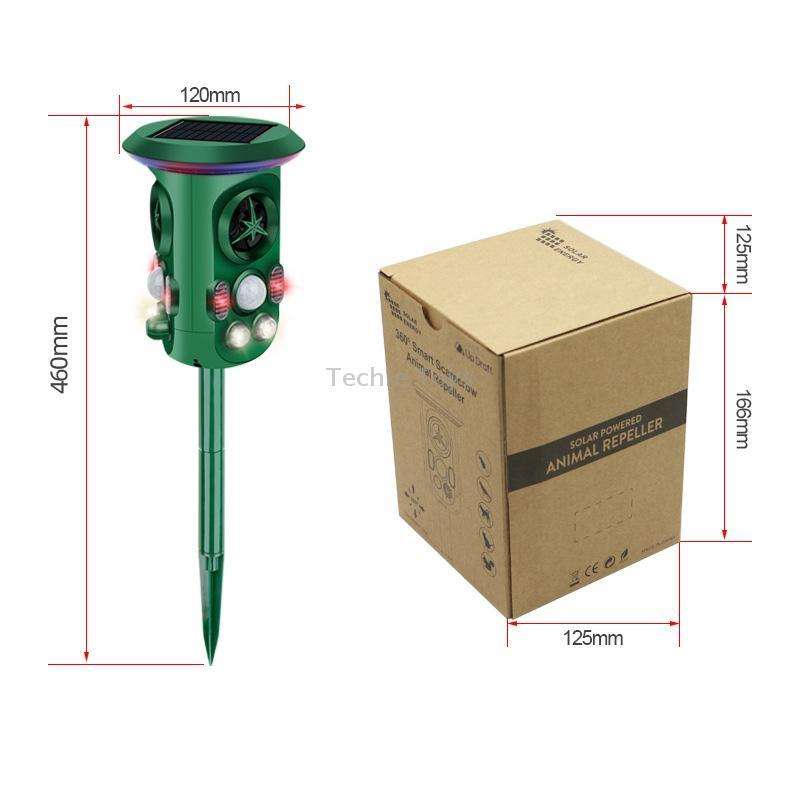RC-543 Solar Energy 360 Degree Omnidirectional Ultrasonic Bird Repeller Animal Repeller(Dark Green)