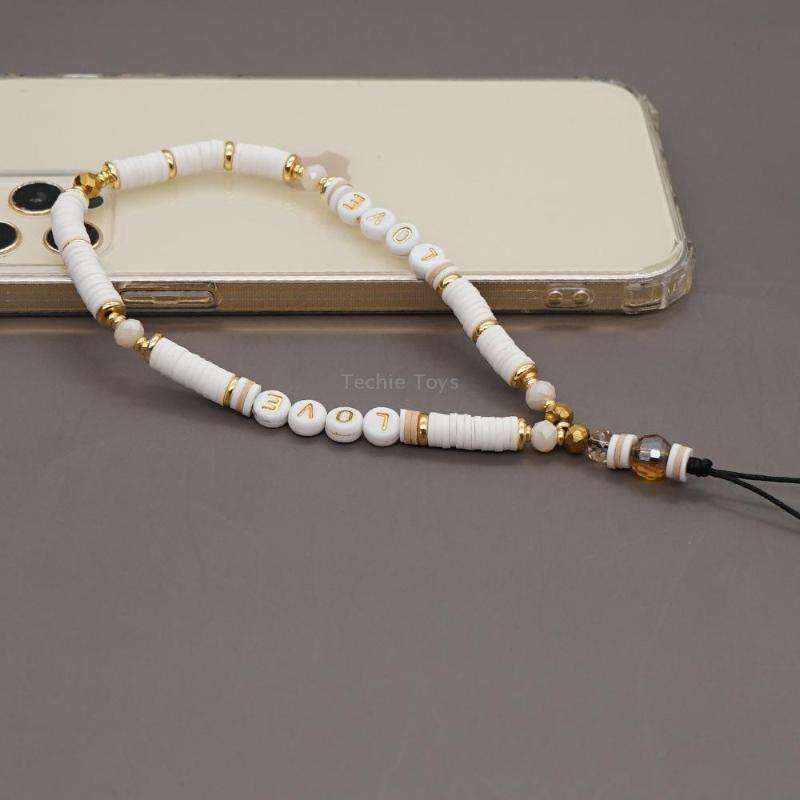 Geometric Letter Soft Pottery Mobile Phone Lanyard Anti-lost Phone Chain(RT-K210065C)