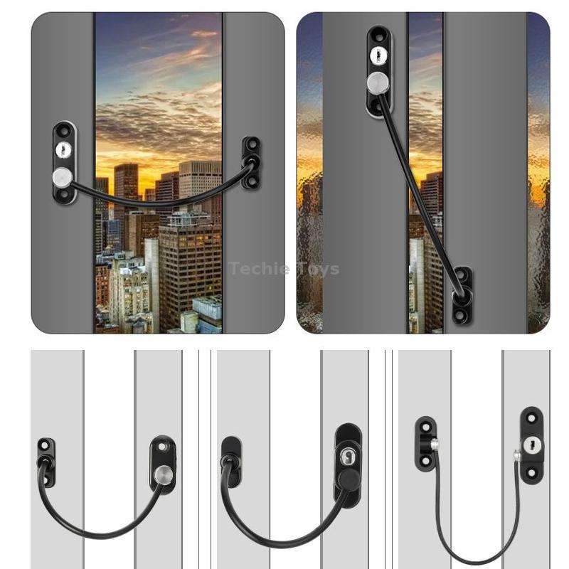 Children High-rise Anti-fall Safety Lock Window Push Limiter, Color: Black