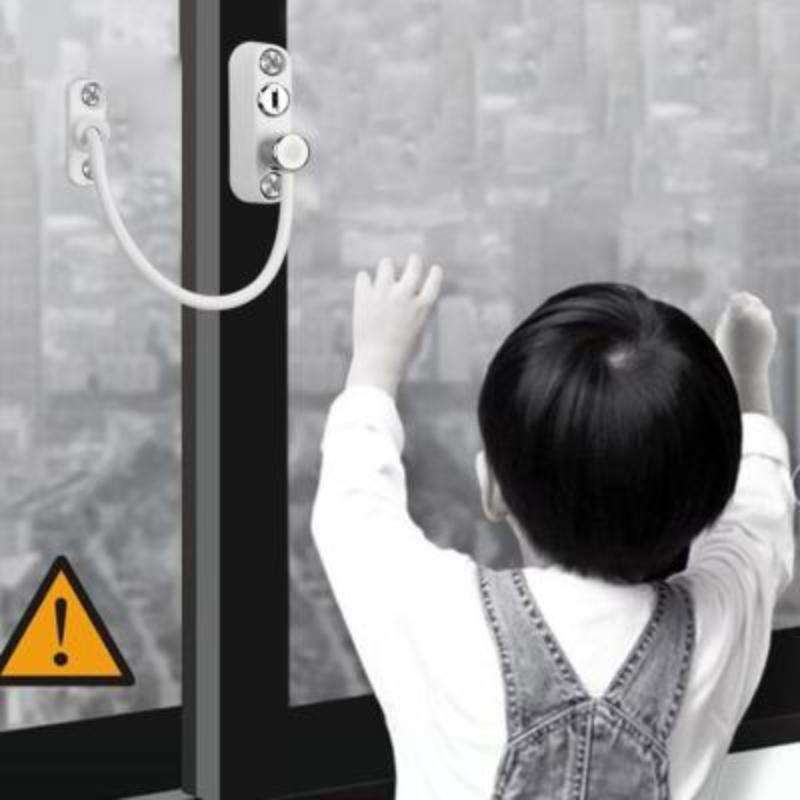 Children High-rise Anti-fall Safety Lock Window Push Limiter, Color: Black (High Standard)