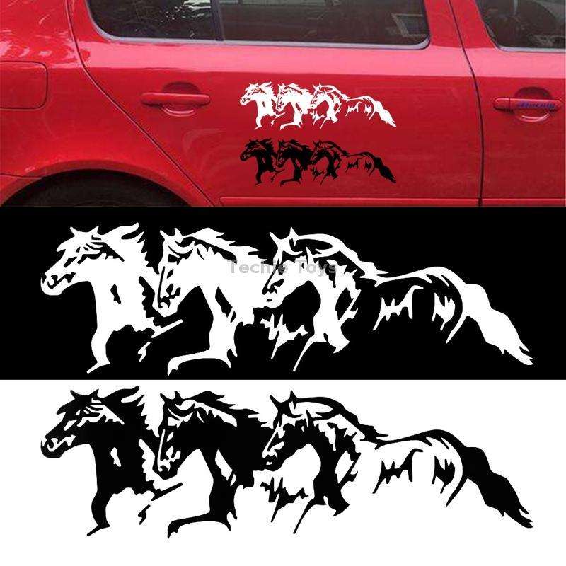 5PCS FGM-002 Carving Reflective Stickers Galloping Horse Car Body Sticker(White)