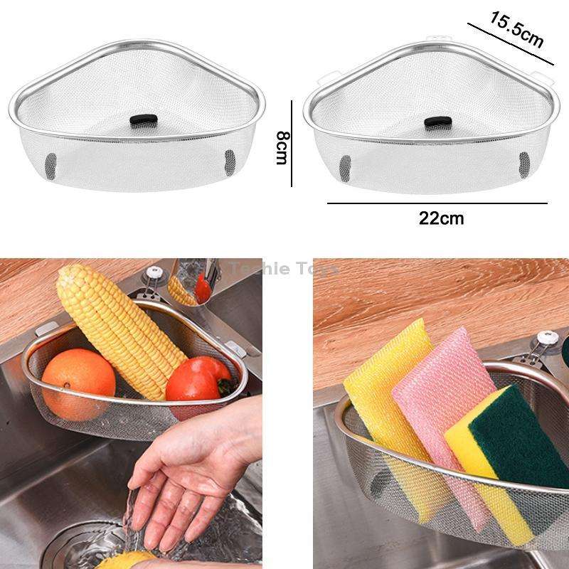 Kitchen Multifunctional Stainless Steel Triangle Sink Drain Basket, Style: Standing