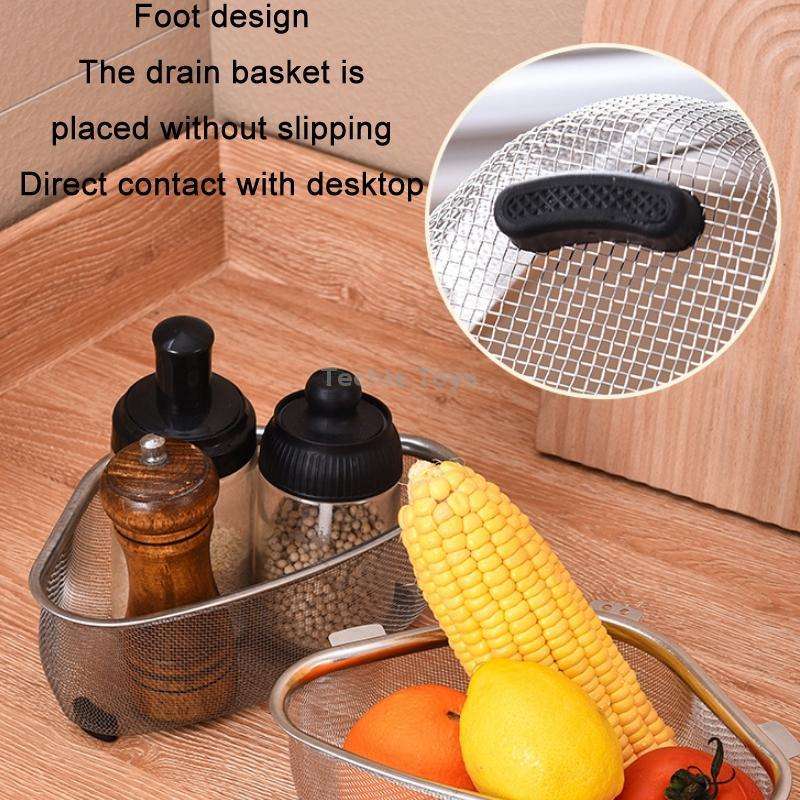 Kitchen Multifunctional Stainless Steel Triangle Sink Drain Basket, Style: Standing
