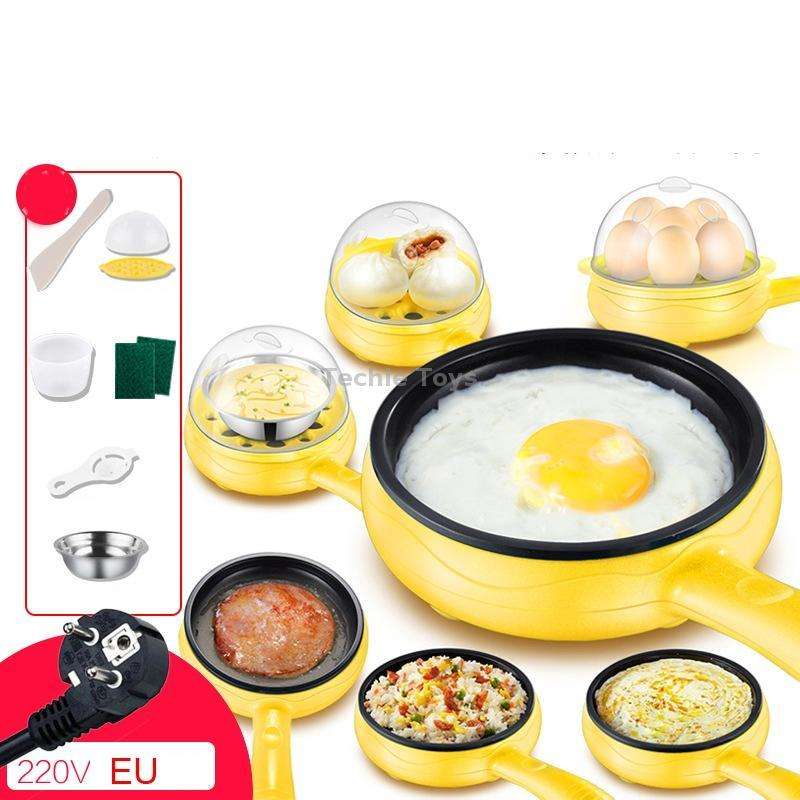 350W Electric Egg Omelette Cooker Frying Pan Steamer Cooker,EU Plug,Style: Double Layer Set Pink