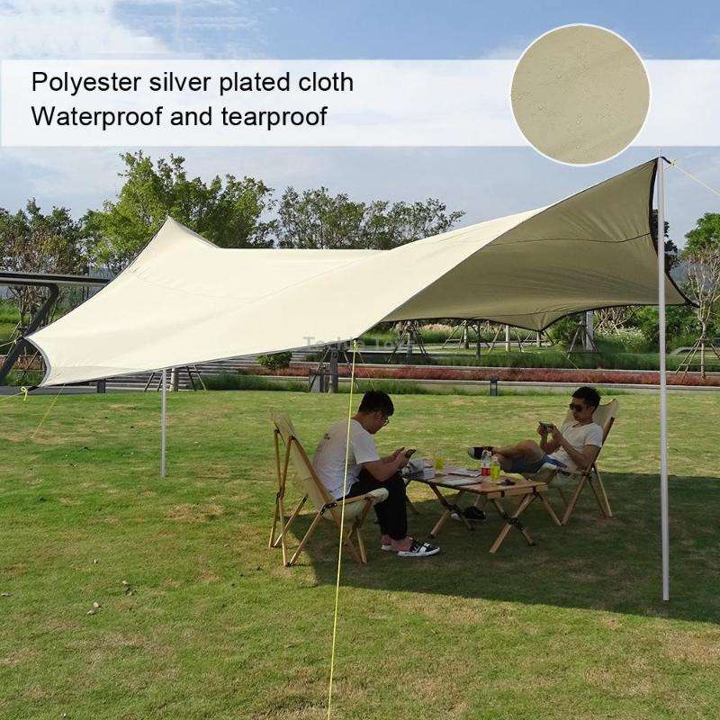 Outdoor Octagonal Curtain Tent Rain and Sun Protection Camping Sunshade Pergola, Color: Khaki