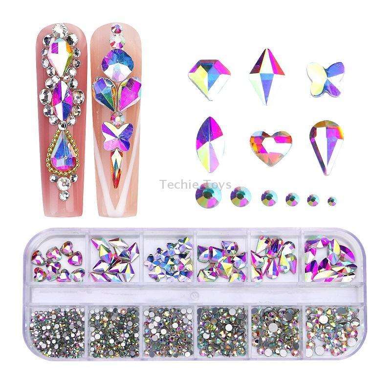 12 Grid Flat Bottom Shaped Nail Rhinestones Nail Decoration, Specification: 16