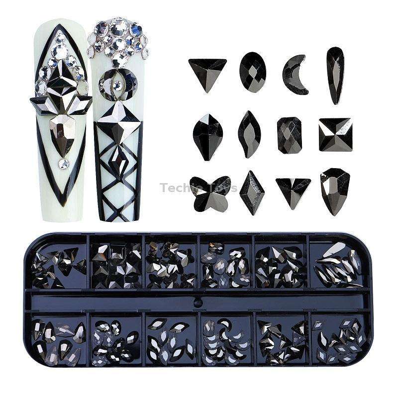 12 Grid Flat Bottom Shaped Nail Rhinestones Nail Decoration, Specification: 20