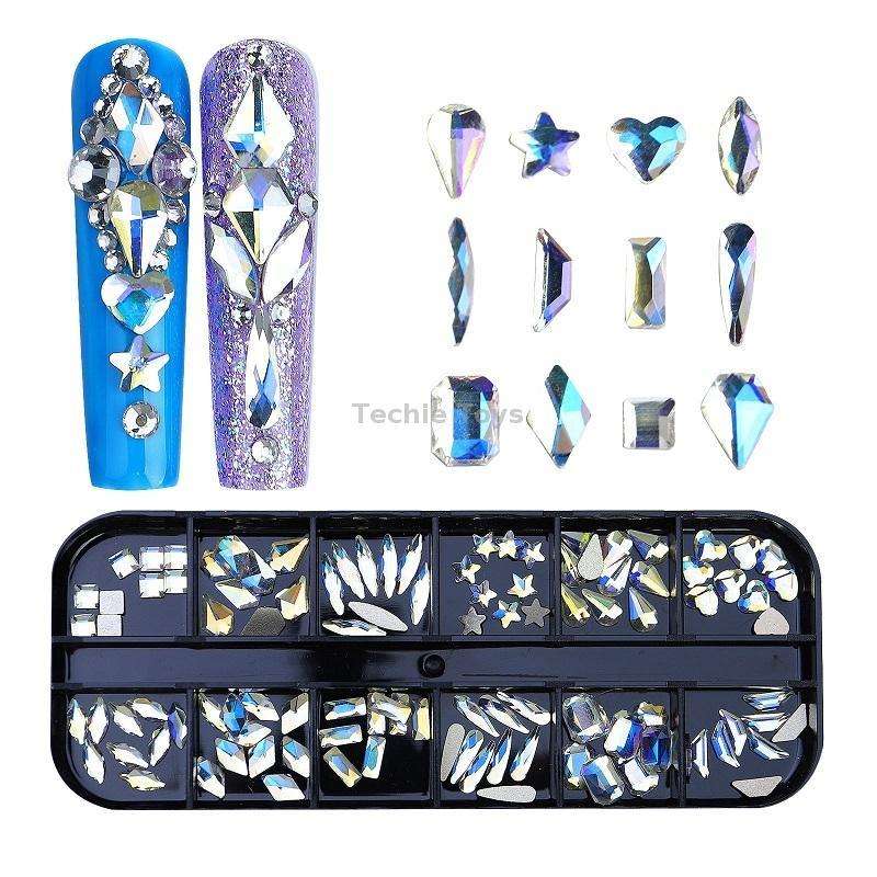 12 Grid Flat Bottom Shaped Nail Rhinestones Nail Decoration, Specification: 21