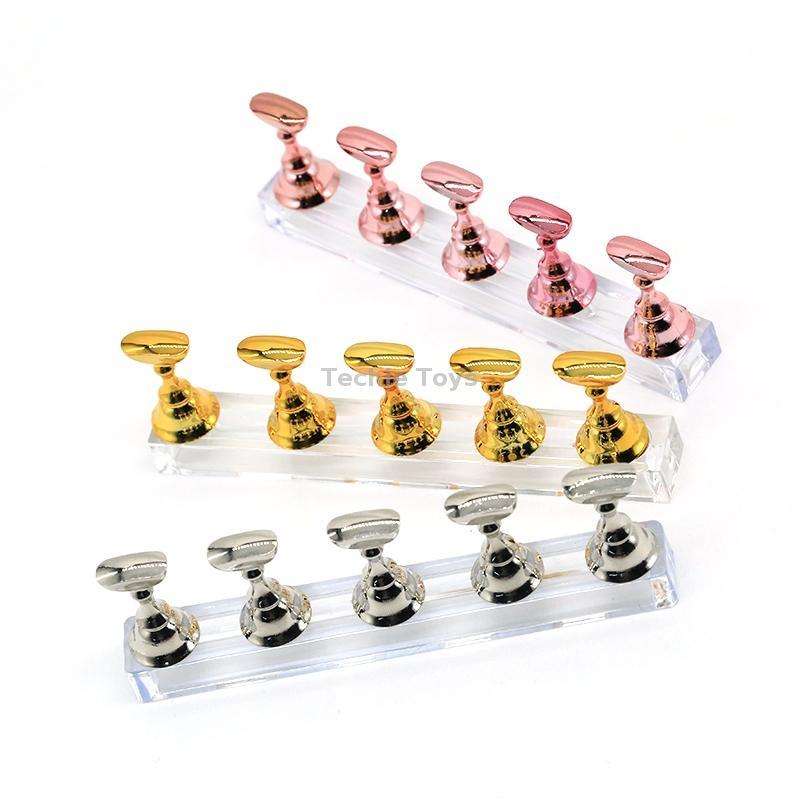 2 PCS Nail Art Chessboard Holder Nail Sheet Acrylic Base Practice Stand(Gold)