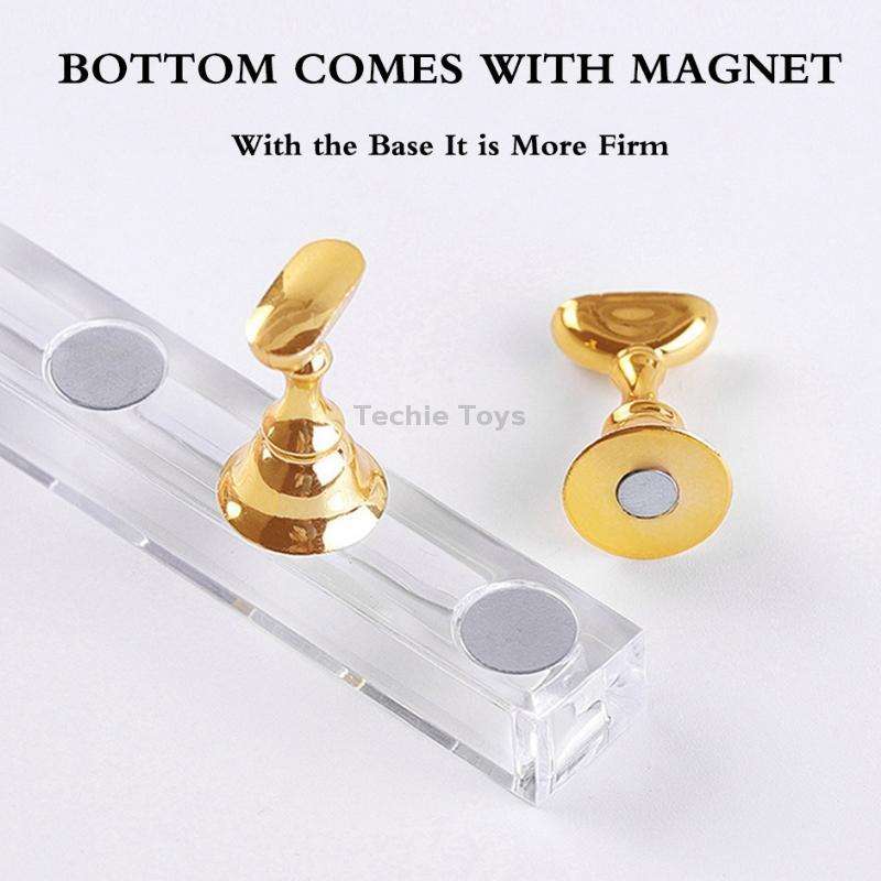 2 PCS Nail Art Chessboard Holder Nail Sheet Acrylic Base Practice Stand(Gold)