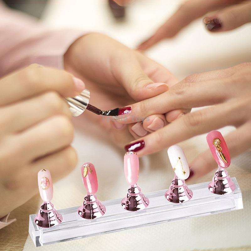 2 PCS Nail Art Chessboard Holder Nail Sheet Acrylic Base Practice Stand(Gold)