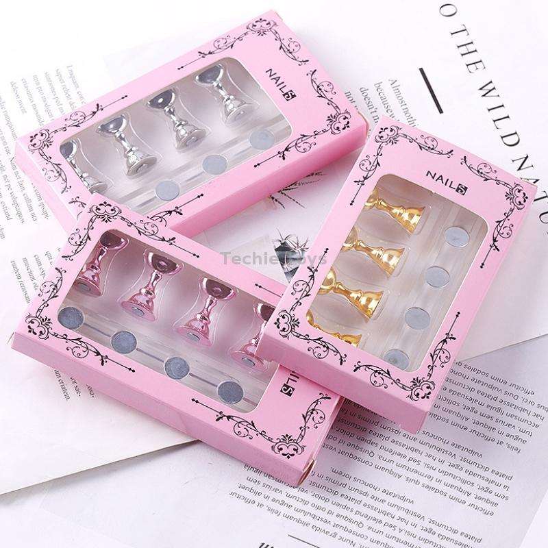 2 PCS Nail Art Chessboard Holder Nail Sheet Acrylic Base Practice Stand(Gold)