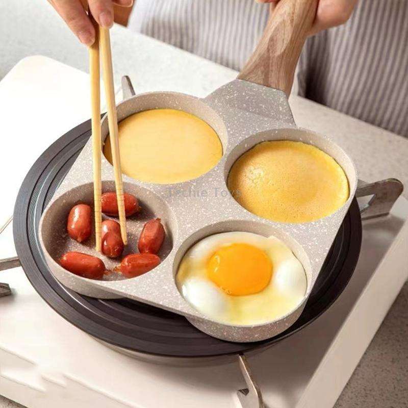 Dual Hole Maifan Stone Non-stick Pan Egg Burger Frying Pan Universal Induction Cooker