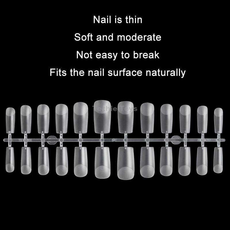 240 PCS Extended Manicure No-Engraving Frosted Thin Nail Piece Wh-109